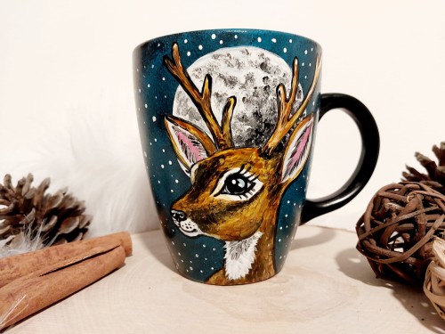 Wyjątkowy, ręcznie malowany kubek Jelonek