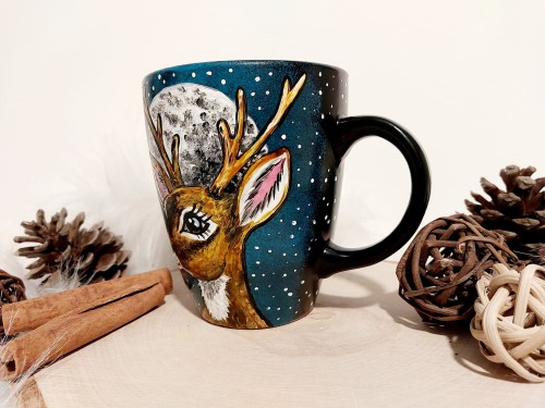 Wyjątkowy, ręcznie malowany kubek Jelonek