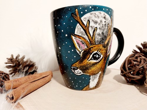 Wyjątkowy, ręcznie malowany kubek Jelonek