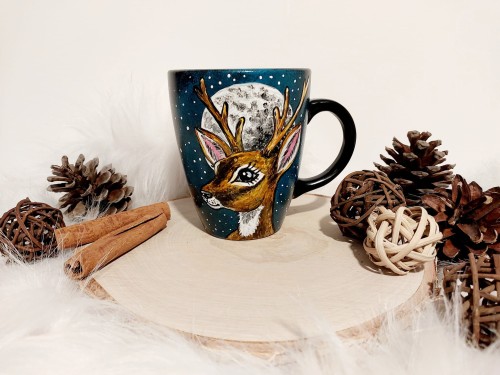 Wyjątkowy, ręcznie malowany kubek Jelonek