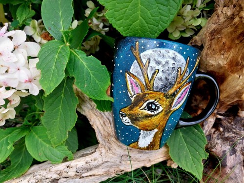 Wyjątkowy, ręcznie malowany kubek Jelonek