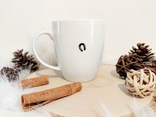 Wyjątkowy, ręcznie malowany kubek koń fryzyjski