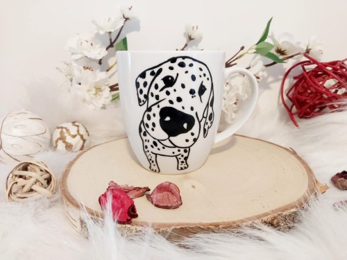 Wyjątkowy, ręcznie malowany kubek Dalmatyńczyk.