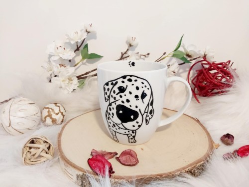 Wyjątkowy, ręcznie malowany kubek Dalmatyńczyk.