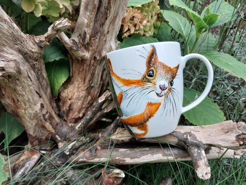 Wyjątkowy, ręcznie malowany kubek Wiewiórka