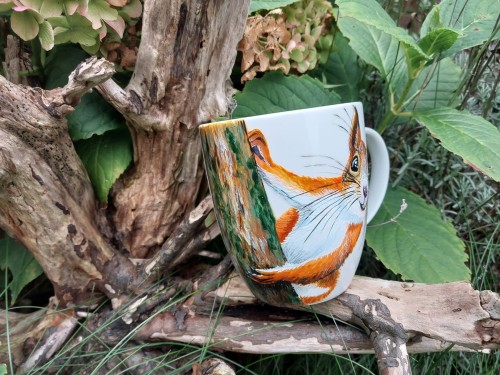 Wyjątkowy, ręcznie malowany kubek Wiewiórka