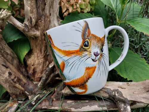 Wyjątkowy, ręcznie malowany kubek Wiewiórka