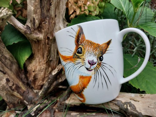 Wyjątkowy, ręcznie malowany kubek Wiewiórka