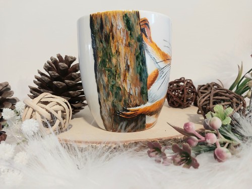 Wyjątkowy, ręcznie malowany kubek Wiewiórka
