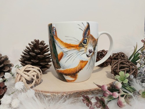 Wyjątkowy, ręcznie malowany kubek Wiewiórka