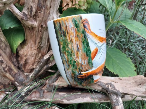 Wyjątkowy, ręcznie malowany kubek Wiewiórka