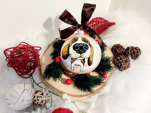 Wyjątkowa bombka choinkowa ręcznie malowana Beagle
