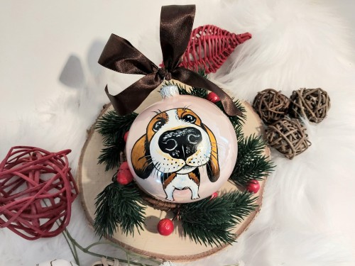 Wyjątkowa bombka choinkowa ręcznie malowana Beagle
