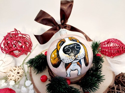 Wyjątkowa bombka choinkowa ręcznie malowana Beagle