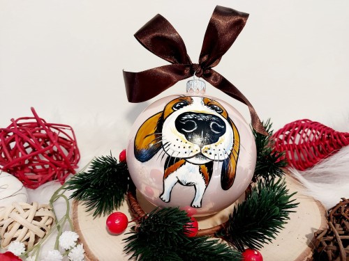 Wyjątkowa bombka choinkowa ręcznie malowana Beagle