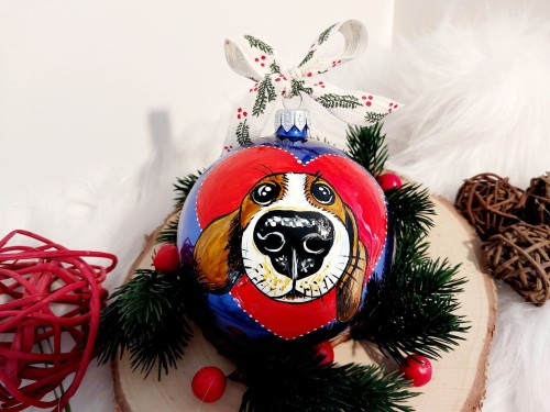 Wyjątkowa bombka choinkowa ręcznie malowana Beagle