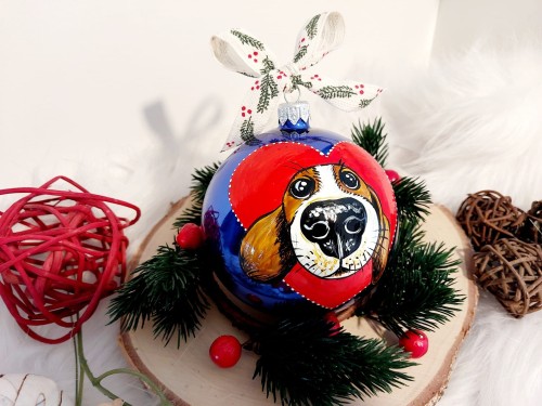 Wyjątkowa bombka choinkowa ręcznie malowana Beagle