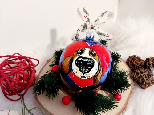 Wyjątkowa bombka choinkowa ręcznie malowana Beagle