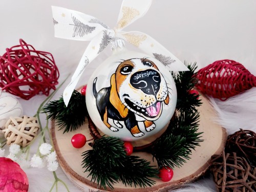 Wyjątkowa bombka choinkowa ręcznie malowana Beagle