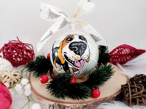 Wyjątkowa bombka choinkowa ręcznie malowana Beagle