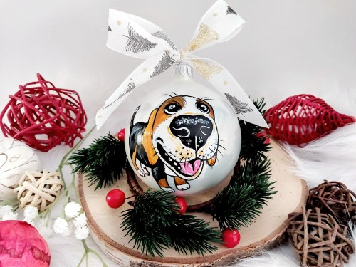 Wyjątkowa bombka choinkowa ręcznie malowana Beagle