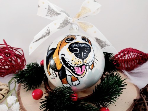 Wyjątkowa bombka choinkowa ręcznie malowana Beagle
