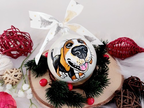 Wyjątkowa bombka choinkowa ręcznie malowana Beagle