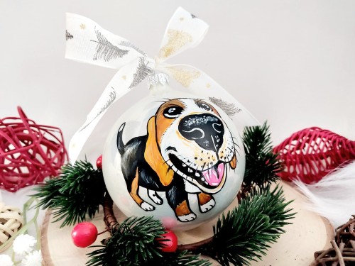 Wyjątkowa bombka choinkowa ręcznie malowana Beagle