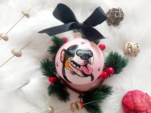 Wyjątkowa bombka choinkowa ręcznie malowana Bulterier