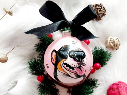 Wyjątkowa bombka choinkowa ręcznie malowana Bulterier