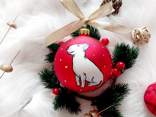 Wyjątkowa bombka choinkowa ręcznie malowana Bulterier