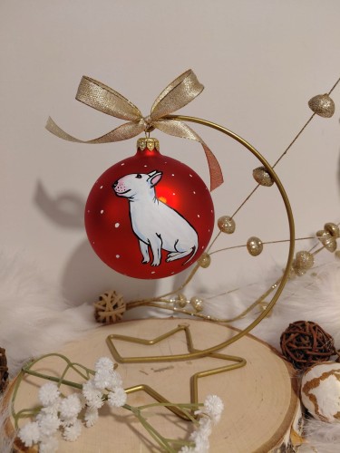 Wyjątkowa bombka choinkowa ręcznie malowana Bulterier