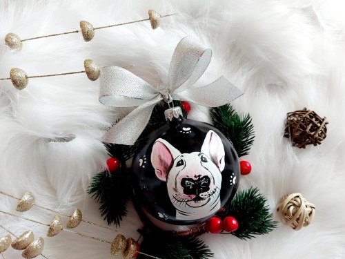 Wyjątkowa bombka choinkowa ręcznie malowana Bulterier