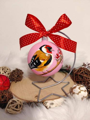 Wyjątkowa bombka choinkowa ręcznie malowana Ptak Szczygieł