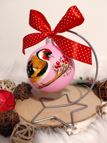 Wyjątkowa bombka choinkowa ręcznie malowana Ptak Szczygieł