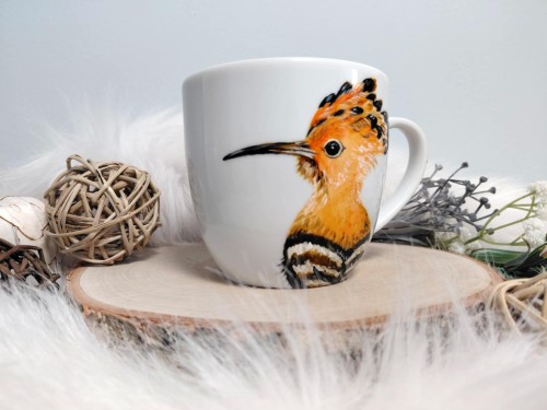 Wyjątkowy, ręcznie malowany kubek ptak Dudek.