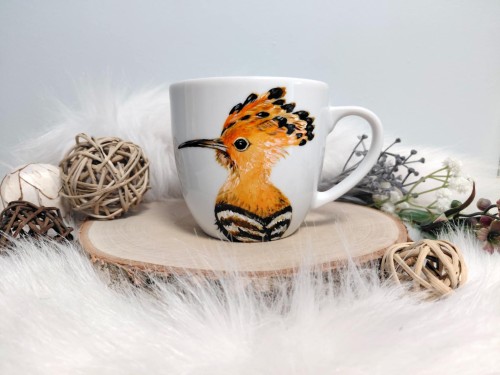 Wyjątkowy, ręcznie malowany kubek ptak Dudek.