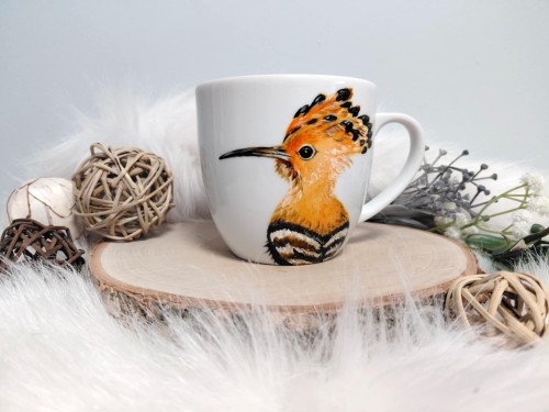 Wyjątkowy, ręcznie malowany kubek ptak Dudek.