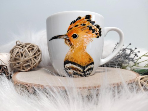 Wyjątkowy, ręcznie malowany kubek ptak Dudek.