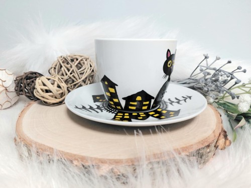 Wyjątkowa, ręcznie malowana filiżanka Kot