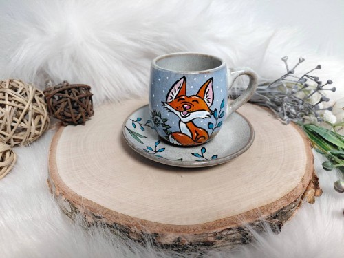 Wyjątkowa, ręcznie malowana filiżanka espresso 100 ml Lisek