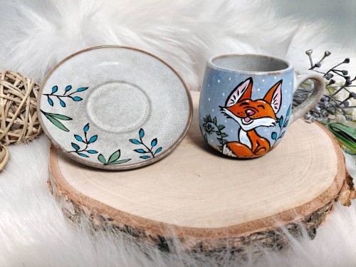 Wyjątkowa, ręcznie malowana filiżanka espresso 100 ml Lisek