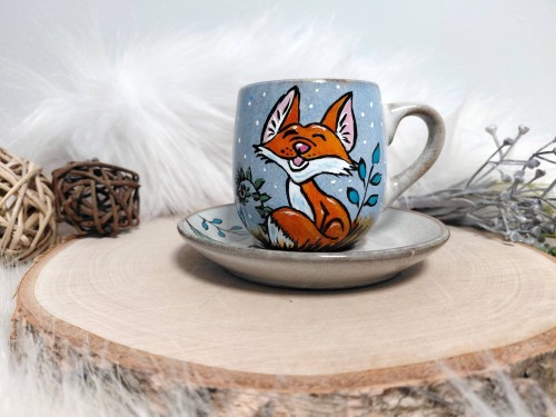 Wyjątkowa, ręcznie malowana filiżanka espresso 100 ml Lisek