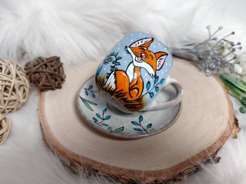 Wyjątkowa, ręcznie malowana filiżanka espresso 100 ml Lisek