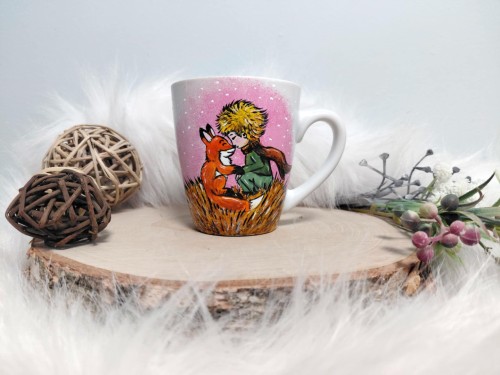 Ręcznie malowany kubek 200 ml Mały Ksiażę i lisek