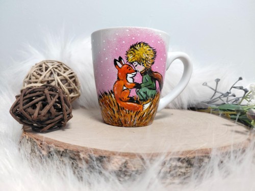 Ręcznie malowany kubek 200 ml Mały Ksiażę i lisek