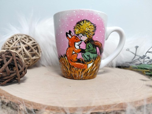 Ręcznie malowany kubek 200 ml Mały Ksiażę i lisek