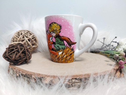 Ręcznie malowany kubek 200 ml Mały Ksiażę i lisek
