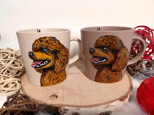 Wyjątkowy, ręcznie malowany kubek Pudel