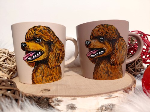 Wyjątkowy, ręcznie malowany kubek Pudel